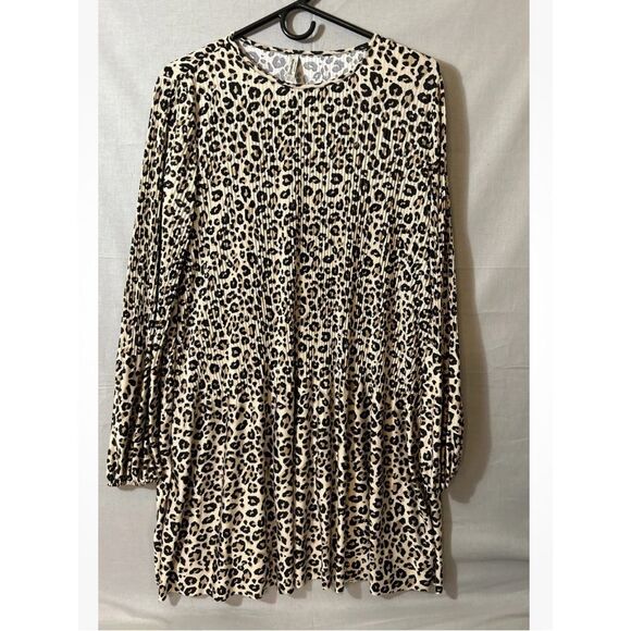 Leopard Print Long-sleeve‎ Fit Flare Dress Lightweight Designer Luxury - Picture 1 of 7